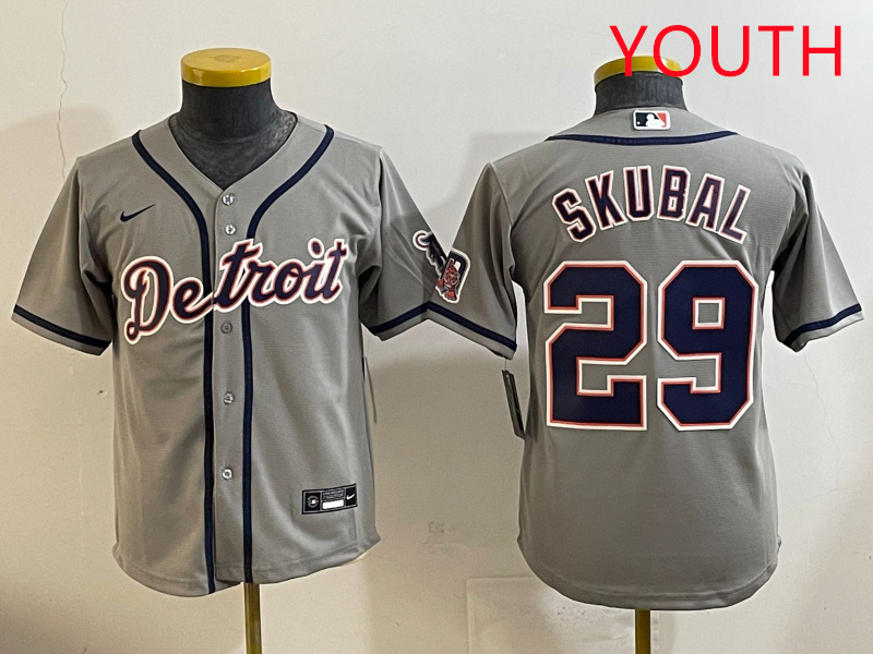Youth 2025 Detroit Tigers #29 Skubal grey Nike MLB jersey style 4